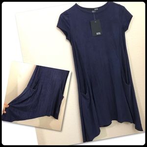 Rebel Sugar Short Sleeve Dress Pockets Navy Blue